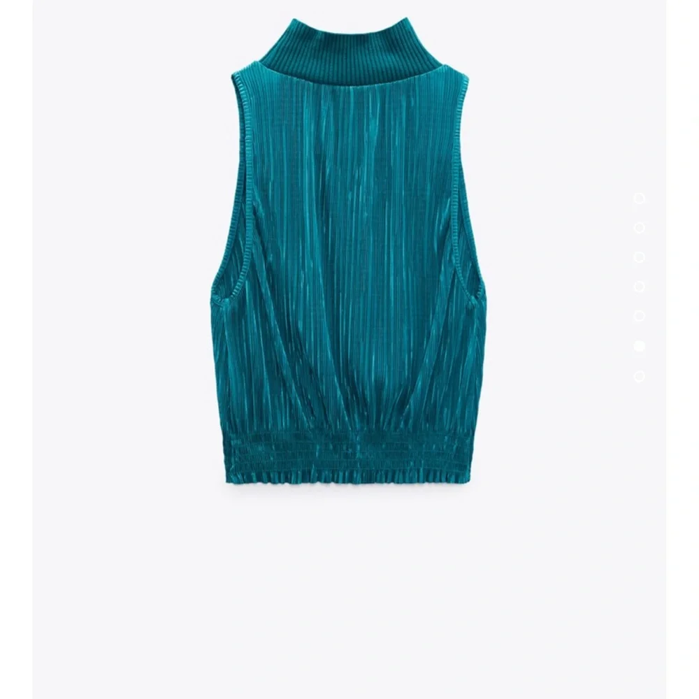 ZARA 2PIECES PLEATED HALTER TOP AND PLEATED WIDE LEG PANTS - Picture 4 of 5